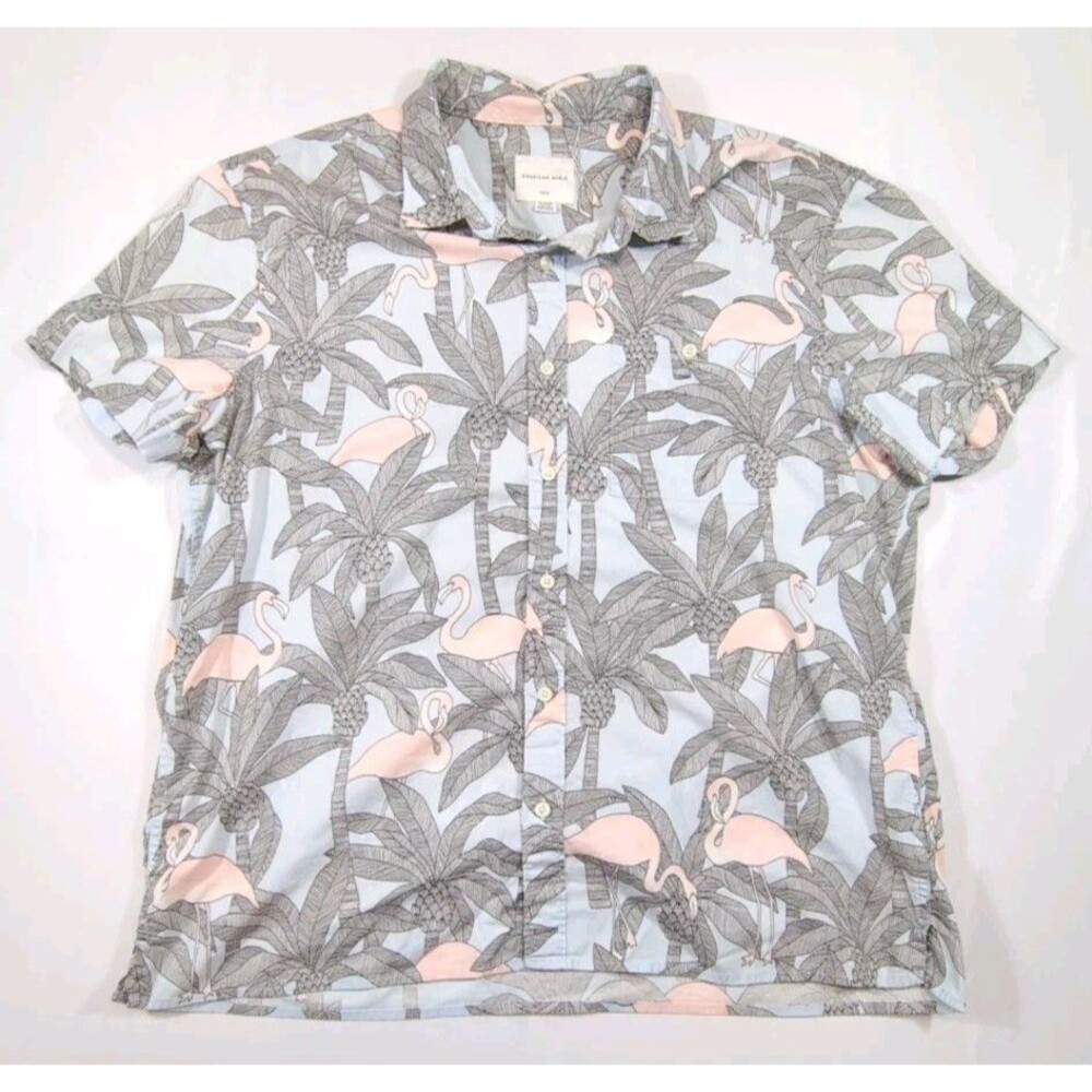 American Eagle - Men's Size XL - Blue - Pink - Hawaiian - Flex - Button Up